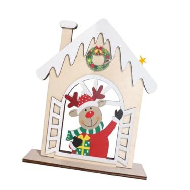 Imagem de BLWOTMOR Decoração de Mesa de Natal, Enfeite de Madeira, Artigos para Festas, Placa de Mesa Gravada com Desenho de Casa para Lareira, Prateleiras, Estilo Fazen, Alce, Tamanho real