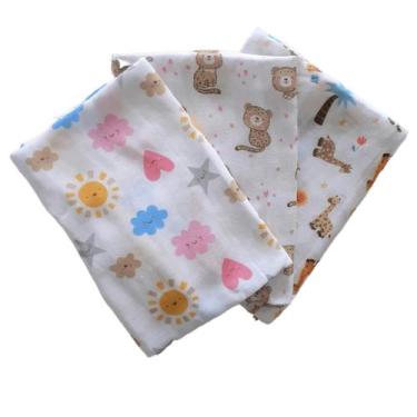 Imagem de Toalha Fralda Bebê Kit c/3 unidades Luxo - Incomfral, Menina