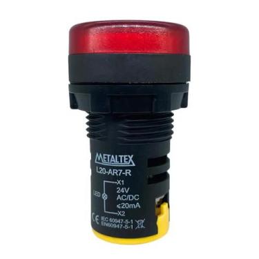 Imagem de Sinaleiro LED 22mm 24VCC VCA L20AR7R Vermelho - Metaltex