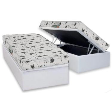 Imagem de Conjunto Box Baú Solteiro: Colchão Espuma Herval D23 Sonum Black + Base Crc Linhão White (88x188)