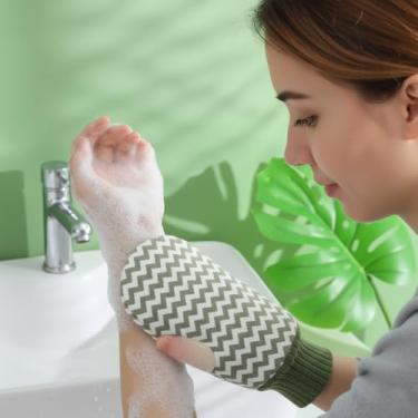 Imagem de Luvas esfoliantes corporais luva de esfoliação corporal para banho, superfície de pele facilmente lisa (verde)