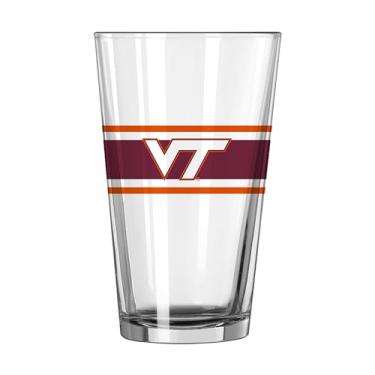 Imagem de Logo Brands NCAA Virginia Tech Hokies Champion Stripe 473 ml Copo de cerveja - Vidro durável com listras ousadas da equipe - Aro resistente a lascas para fãs, portas traseiras, bares domésticos e uso