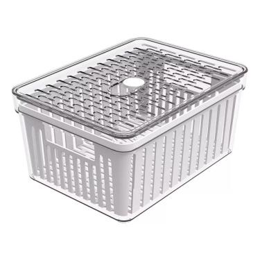 Imagem de Organizador De Geladeira Pequeno Frutas Legumes Com Cesto