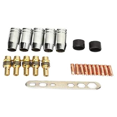 Imagem de Conjunto de bicos de tocha de soldagem 23/20/24/18/80 peças MIG Tool Bocal de gás 0,8 mm Materiais de liga de cobre para projetos DIY e negócios | Acessórios do kit de tocha de soldagem para -