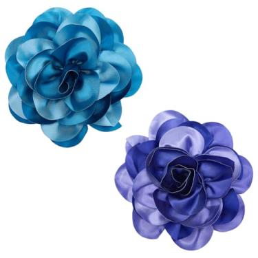 Imagem de FINGERINSPIRE 2 peças broches de flor rosa grande 19,6 cm de diâmetro floral poliéster ferro lapela broche acessórios broche rosa para roupas vestido cachecol cardigã decoração, Poliéster, Sem Pedra