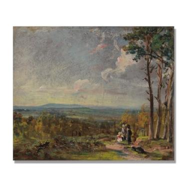 Imagem de NHLDZYH Arte de parede John Constable, (paisagem 9), pôster de pinturas famosas, decoração de parede com impressão de imagem retrô romantismo. Apenas tela 60 x 72 cm - 23,6 x 28,3 pol