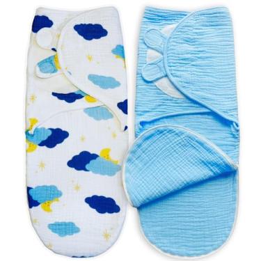 Imagem de Pacote com 2 sacos de dormir de musselina para bebês – Cobertor de algodão macio vestível – Braços ajustáveis para entrar e sair de 3 a 6 meses (5,4 a 7,3 kg)