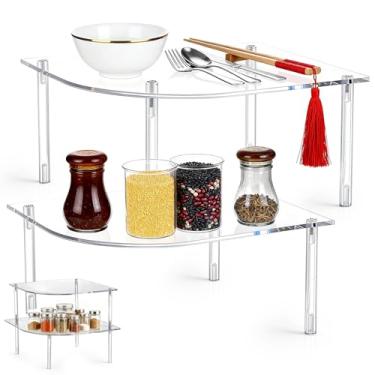 Imagem de AceOrbit 2 peças de organizador de prateleira de acrílico transparente para armário de cozinha, bancada, despensa, armazenamento