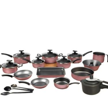 Imagem de Conjunto Panelas 17 Pc antiaderente/Panela Pressão 2 Litros(Rose)