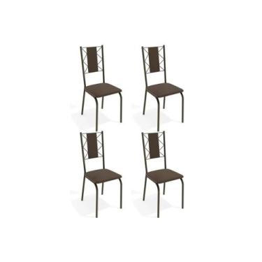 Imagem de Kit 4 Cadeiras de Cozinha Lisboa 4C076 4 Un Bronze/Courano Marrom - Ka
