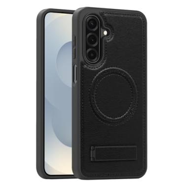 Imagem de Lunivop Capa de couro para Samsung Galaxy A17 5G 2025 [compatível com carregamento sem fio Magsafe] Capa magnética Funda para A17 de 6,7 polegadas robusta melhor capa de telefone preta