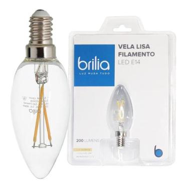 Imagem de Lâmpada Vela Filamento Led Lisa 2W E14 127V Quente - BRILIA, 110V