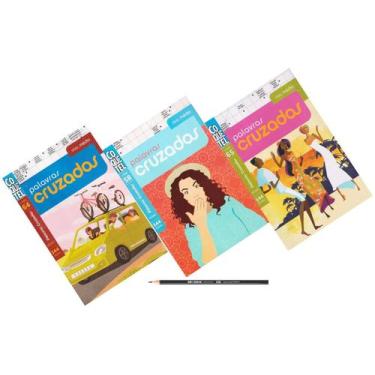 Imagem de Kit 3 Livros Coletânea Palavras Cruzadas Médio Folha Branca