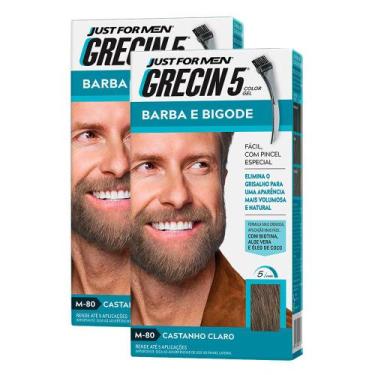 Imagem de Kit 2 Grecin 5 Barba e Bigode Gel Tonalizante Castanho Claro
