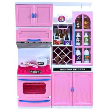 Imagem de Kit Mini Cozinha Armario Fogao e Forno Infantil Luzes Som Castela
