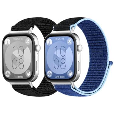 Imagem de WNIPH Pulseiras de relógio de nylon compatíveis com Huawei Watch Fit 4/Fit 4 Pro/Fit 3, pacote com 2 pulseiras esportivas macias ajustáveis para Huawei Watch Fit 4/4 Pro/3 feminino e masculino