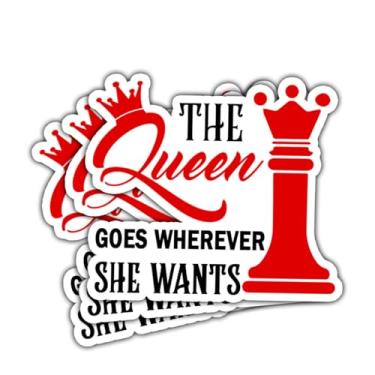 Imagem de Adesivo The Queen Goes Wherever She Wants, adesivo de peça de xadrez Queen, adesivos de xeque-mate, presentes para amantes de xadrez - adesivo de vinil de 7,6 cm para garrafas de água, laptop