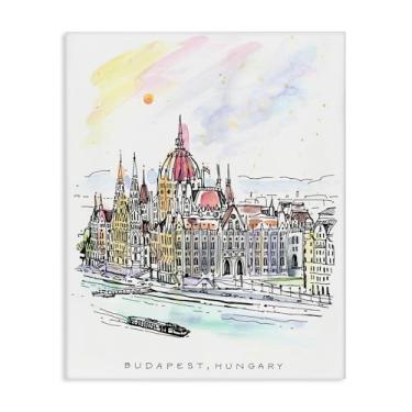 Imagem de Stupell Industries Arte de parede em tela minimalista do horizonte de Budapeste, design de Angela Steahling, 76 x 61 cm