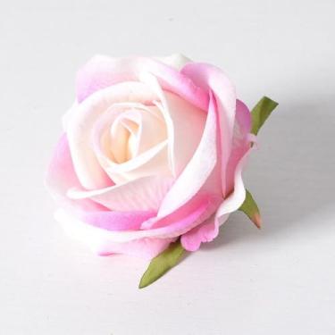 Imagem de 6 peças de flores artificiais - flor de seda com hastes rosas rosa arranjos florais falsos para casa de banho escritório mesa central prateleira decoração de casamentos