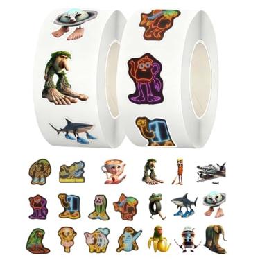 Imagem de 1000 peças AI Italian Brainrot adesivos, animais fofos Tralalero Tralala adesivos para meninas meninos 2 rolos de vinil à prova d'água lembrancinhas de festa garrafas laptop telefone