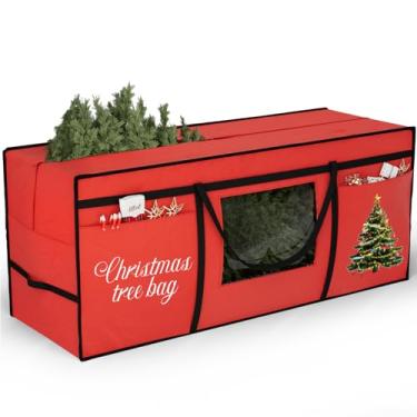 Imagem de VERONLY Bolsa de armazenamento de árvore de Natal para árvore artificial de 2,5 m, tecido Oxford 600D resistente com janela de PVC e bolsos externos, proteção à prova de poeira e umidade com alças