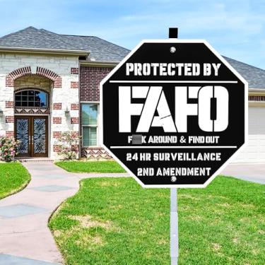 Imagem de Placa de segurança FAFO, placa Funk Around and Find Out, placas de segurança doméstica, placas de aviso engraçadas (preto)