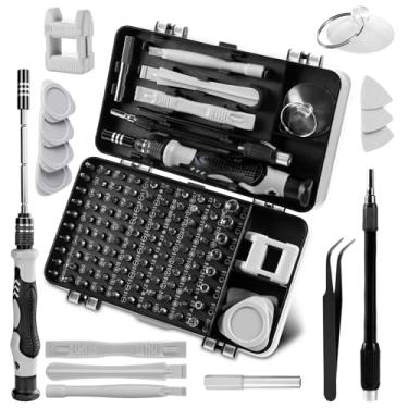 Imagem de Conjunto de chaves de fenda de precisão 115 em 1, kit de ferramentas de reparo profissional, inclui várias pontas, adequado para reparar vários dispositivos, vem com alça e pinça magnética