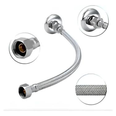 Imagem de Rabicho Engate Mangueira Flexível Trançado De Aço Inox 50Cm