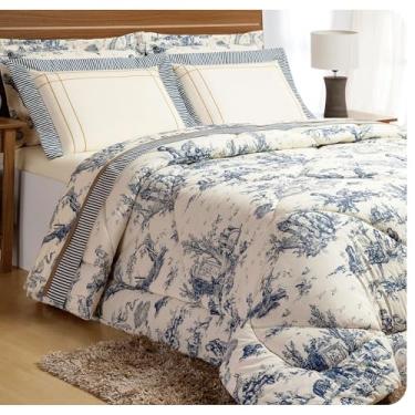 Imagem de Jogo de Lençol 04 Peças Casal Padrão, Queen ou King Percal 180 Fios Porcelana (Casal Padrão)