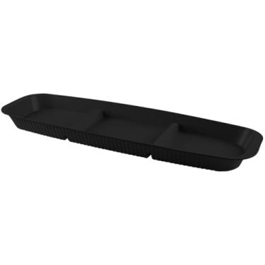 Imagem de Petisqueira Retangular de Plastico com 3 Divisórias Servir Petiscos Aperitivos (Preto, Grande)