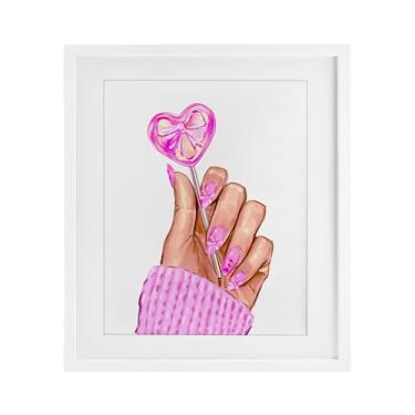 Imagem de Stupell Industries Impressão emoldurada branca de pirulito de laço rosa fashion sob vidro, design de Ziwei Li, 53 x 43 cm