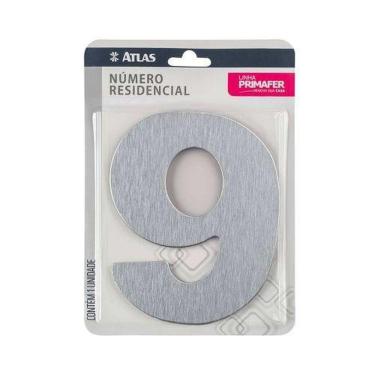 Imagem de Número Residencial 9 Cromado Alumínio Acm Adesivo 3m Vhb - Uso Interno-externo