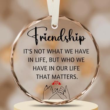 Imagem de Amizade Natal Oranemnt Freind Ornamento Presentes para Mulheres Melhores Amigas Presentes de Aniversário Decoração de Lembrança Árvore de Natal Ornamento Pendurado de Mãos Dadas