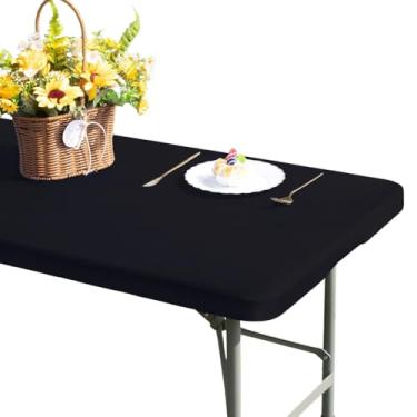 Imagem de GORGECRAFT Toalha de mesa retangular de 182 x 75 cm, toalha de mesa dobrável, impermeável, elástica, para piquenique, serve para mesas dobráveis de 1,8 m, toalha de mesa limpa para acampamento interno