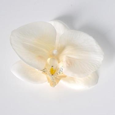 Imagem de 10 peças de flores artificiais – Orquídea bege, arranjos florais falsos para casa, banheiro, escritório, mesa, centro de mesa, prateleira, decoração de casamentos