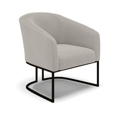 Imagem de Cadeira Sala De Jantar Base Industrial Preto Stella Bouclê D03 - D'rossi Cor Cinza