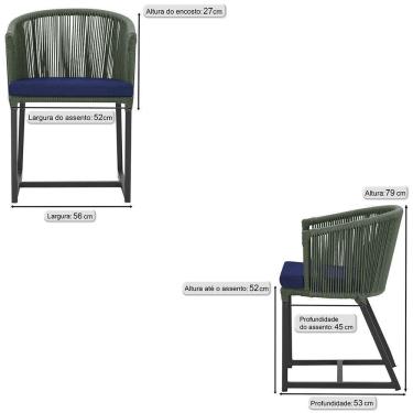 Imagem de 6 Cadeiras De Jantar área Noronha Preta E10 Trama  Verde