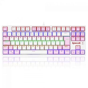 Imagem de Teclado Mecânico Gamer Redragon Daksa, Rainbow, Switch Brown Removíveis, ABNT2, White/Pink - Branc-Unissex