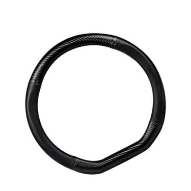 Imagem de CyperFair Capa de volante em forma de D – Padrão de fibra de carbono, antiderrapante, resistente ao desgaste, protetor de couro de microfibra absorvente ao suor, ajuste universal para quatro estações