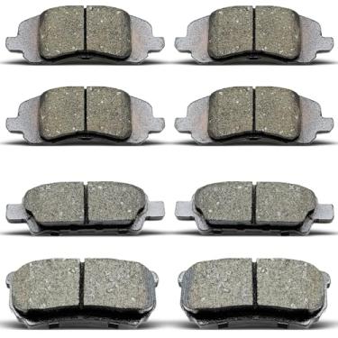 Imagem de D1285 D1037 Conjunto de pastilhas de freio de cerâmica dianteiras traseiras para Chrysler 200 2011-2014, Sebring 2007-2010, Dodge Avenger 2008-2014, Caliber 2007-2012, Jeep Compass/Patriot 2007-2017