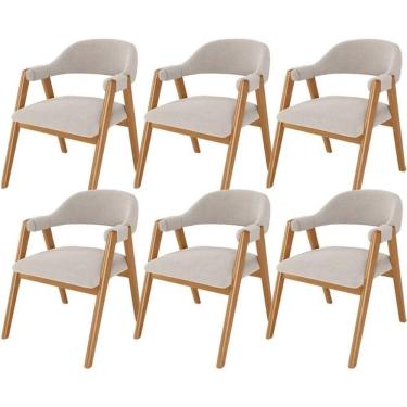Imagem de Kit 06 Cadeiras De Jantar E Estar Living Estofada Nadja L02 Suede Bege - Gtdnexxus