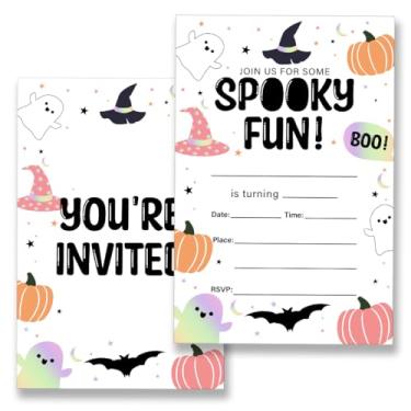 Imagem de VIYZZX Convites de festa de aniversário de Halloween assustadores Convites de aniversário de Halloween Convites de fantasma com envelopes conjunto de 20, preencher em branco, dupla face