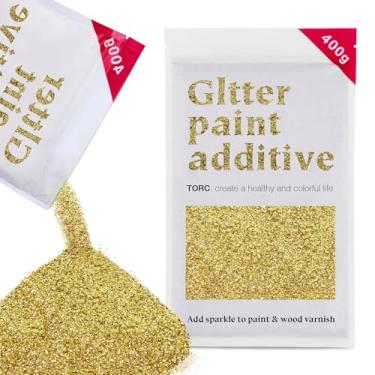 Imagem de TORC Aditivo de tinta dourada com glitter – pó de glitter multitamanho para tinta acrílica, paredes, móveis de madeira e artesanato (400 g) - uso interior/exterior em todos os acabamentos