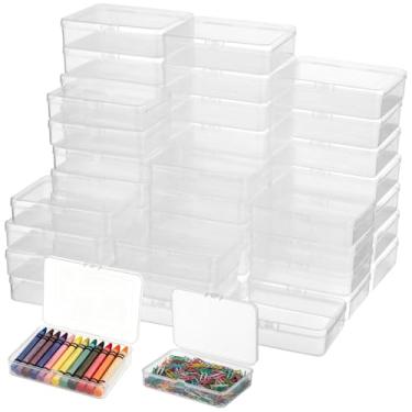 Imagem de OMISTAR 48 caixas de giz de cera de plástico com tampa, caixa de giz de cera transparente de 2 tamanhos, suportes de giz de cera para suprimentos de sala de aula, caixas de giz de cera a granel para