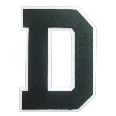 Imagem de 1 Patch de letra de chenille preto de 16,5 cm com borda branca – Remendos do alfabeto para roupas, jaquetas, mochilas, chapéus para decoração personalizada, nome personalizado e artesanato. (D)