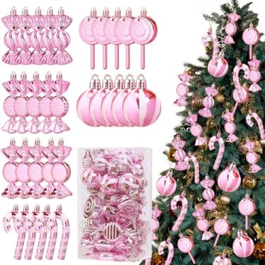 Imagem de Enfeites de pirulito de bengala doce de Natal para árvore de Natal, 30 peças de plástico, hortelã-pimenta, árvore de Natal, pingentes para pendurar em festas de Natal, decoração de casa de ano novo