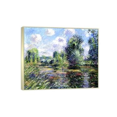 Imagem de Famosa imagem de paisagem de arte de parede - impressões em tela - lagoa-quadro prata para sala de estar banheiro decoração de casa 30 x 35 cm 12 x 13 pol