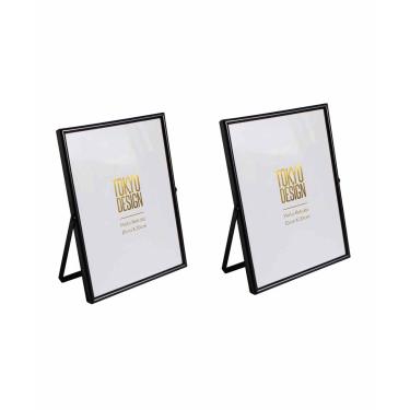 Imagem de Kit 2 Porta Retrato em Metal e Vidro para Foto 15x20 Preto