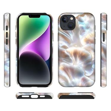 Imagem de ilikediy Capa híbrida para iPhone 13/14 de 2 camadas rígidas de silicone com design de padrão protetor - Conchas do oceano