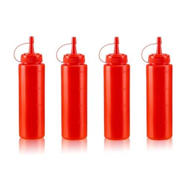 Imagem de WELKOR Garrafas de apertar para molhos, dispensador de condimentos à prova de vazamento, conjunto de garrafas de espremer de restaurante sem BPA com boca larga para ketchup, mostarda, xarope e molhos